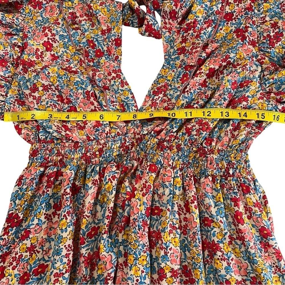 Gold & Silver Paris Ditzy Floral Flutter Sleeves Smocked Waist Coquette 12 - Picture 10 of 15